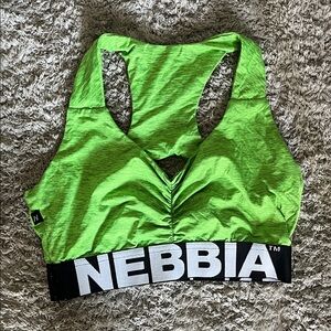 Neon Green Ruched Racerback Sports Bra